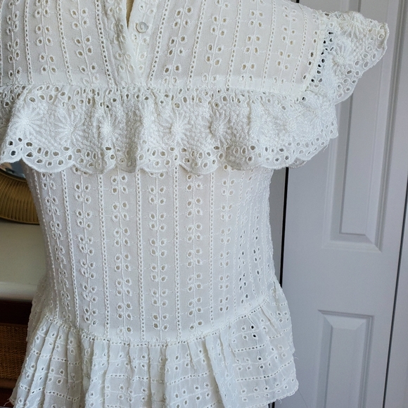 Zara embroidered eyelet white top - Picture 6 of 7